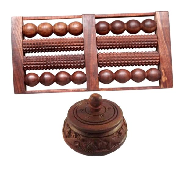 FA INDUSTRIES? Accupresure wooden Foot leg feet Roller Massager Tool for Body relieves Stress (14x8x2) In, Sindur ki dibbi Free Brown colour (Only Massager Manufacturering) - Fast Shipping to USA