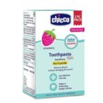 Chicco Toothpaste for Kids (1y-6y), Strawberry Flavour, 50g (Pack of 2) | Fluoride-Free | Removes Plaque, Helps Prevent Cavities - Fast Shipping to USA & Canada