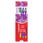 Colgate Zigzag Medium Bristle Manual Toothbrush - 3 Pcs, Compact Brush Head For Deep & Complete Cleansing ,Multicolour For Adults - Fast Shipping to USA & Canada