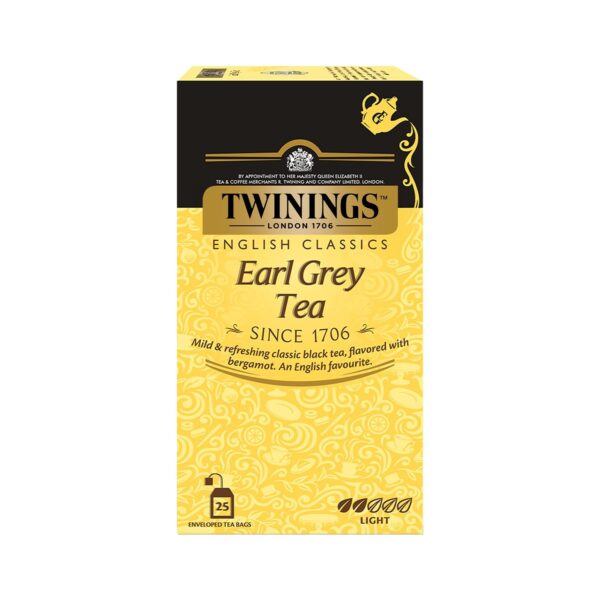 Twinings Earl Grey Tea,25 Teabags,Premium Black Tea,English Classic Range,Light Strength,Mild&Refreshing Flavour,Pack Of 25, 50 Grams - Fast Shipping to USA & Canada