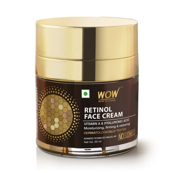 WOW Skin Science Retinol Face Cream - Oil Free, Quick Absorbing - For All Skin Types - No Parabens, Silicones, Color, Mineral Oil & Synthetic Fragrance, 50 ml - Fast Shipping to USA & Canada