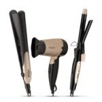Vega Miss Versatile Styling Set Straightener, Curler & Dryer Gift Combo for Women, 1000W Hair Dryer with 2 Head/Speed Setting, Hair Straightener & Curler comes with Ceramic Coated, (VHSS-03), Black - Fast Shipping to USA & Canada