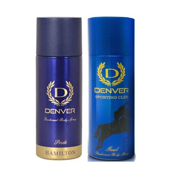 DENVER Pride & Goal Deo - 165ML Each (Combo Pack of 2) | Long Lasting Deodorant Spray For Men