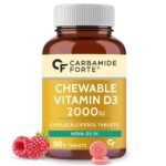 Carbamide Forte Vitamin D3 2000IU | Vitamin D Tablets for Bone & Immune Health | D3 supplement -Cholecalciferol | Vitamin D3 Tablets for Women & Men | Raspberry Flavour - 90 Tablets - Fast Shipping to USA
