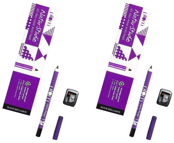 Plum Naturstudio All-Day-Wear Kohl Kajal, Matte Finish Black Brilliance With Free Sharpener, Smudge-Proof, Waterproof, 2-In-1 Eyeliner + Kajal Makeup, 1.2G (Pack of 2) - Fast Shipping to USA & Canada