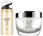 Olay Day Cream Total Effects 7 in 1, Anti-Ageing Moisturiser, 20g & Olay Night Cream Regenerist Deep Hydration Light Cream, 50g - Fast Shipping to USA & Canada