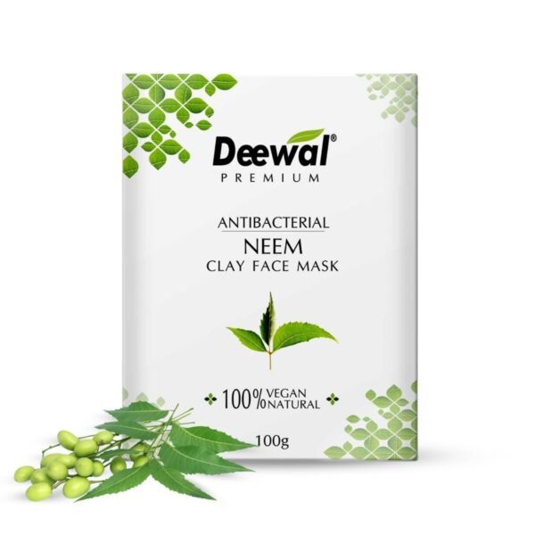Deewal Premium Neem Clay Face Mask | 100% Vegan & Natural | Purifies & Nourishes | Antibacterial & Anti-Acne Face Mask | Hydrating & Detoxifying Clay Pack | Deep Cleansing for Clear & Glowing Skin | For All Skin Types - Fast Shipping to USA & Canada