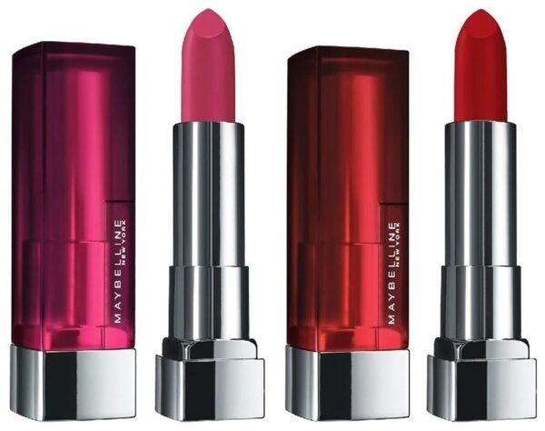 Maybelline New York Color Sensational Creamy Matte Lipstick, 680 Mesmerizing Magenta, 3.9g and Maybelline New York Color Sensational Creamy Matte Lipstick, 634 Bold Crimson, 3.9g - Fast Shipping to USA & Canada