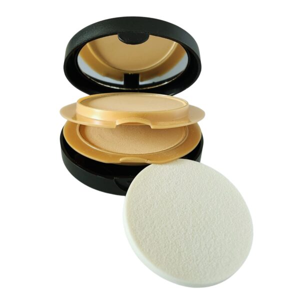KINDED Matte & Shine 2 in 1 Compact Powder with Vitamin E & SPF for Face Makeup Shimmer High Coverage Oil Control Long Lasting Waterproof Weightless (18 g, 01 Cream Ivory) - Fast Shipping to USA & Canada