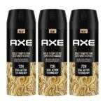 Axe Gold Temptation Long Lasting Deodorant Bodyspray For Men 150 ml, Pack of 3 - Fast Shipping to USA & Canada