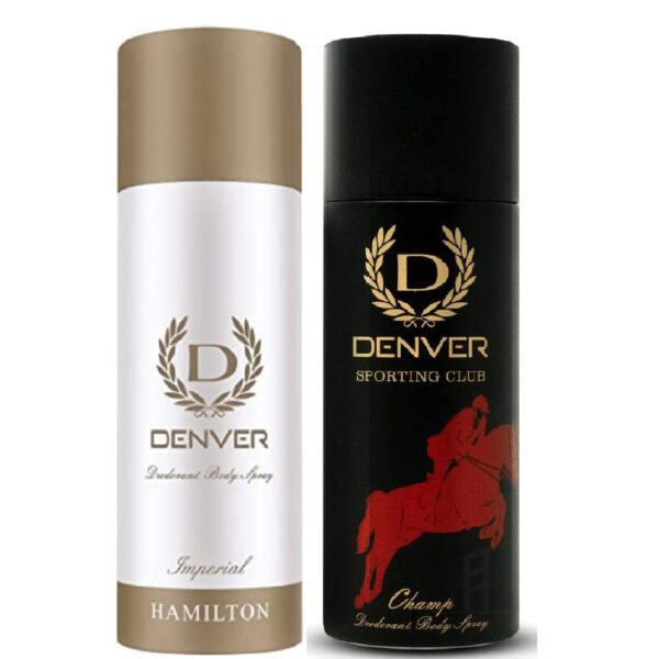 DENVER Imperial & Sporting Club Champ - 200ML Each (Combo Pack of 2) | Long Lasting Deo Body Spray - For Men - Fast Shipping to USA & Canada