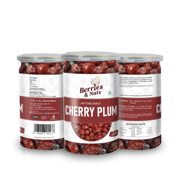 Berries And Nuts Dried Cherry Plum | Dehydrated Plum, Dried Fruit Plums | 750 Grams | 3 Bottle of 250 Grams - Fast Shipping to USA & Canada
