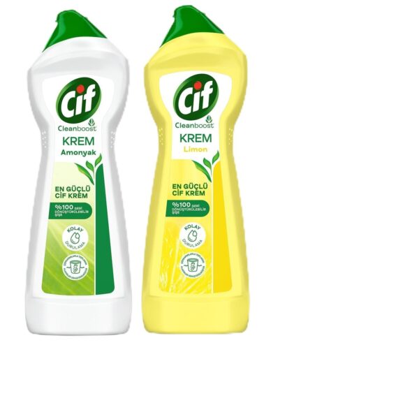 Cif Cream Muli Purpose Ammonia 500ml & Lemon 750ml 2 Sponge Copack 1250 ml - Fast Shipping to USA & Canada