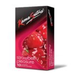 kamasutra flavored condom Tempting Flavour with Dotted Texture | Made with Natural Rubber Latex | Lubricated Condoms | Excite/Flavour Series (strawberry) - Fast Shipping to USA