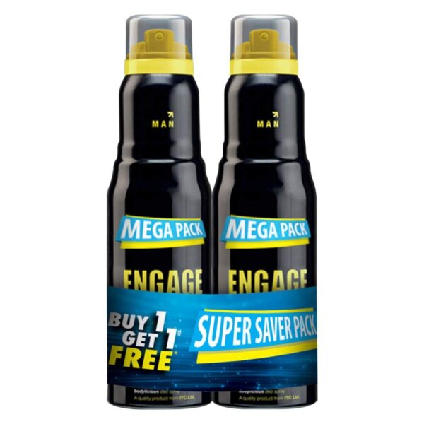 Engage Urge Deodorant For Men, Citrus and Woody, Skin Friendly Deo, 220 ml each Body Spray (Pack of 2) - Fast Shipping to USA & Canada