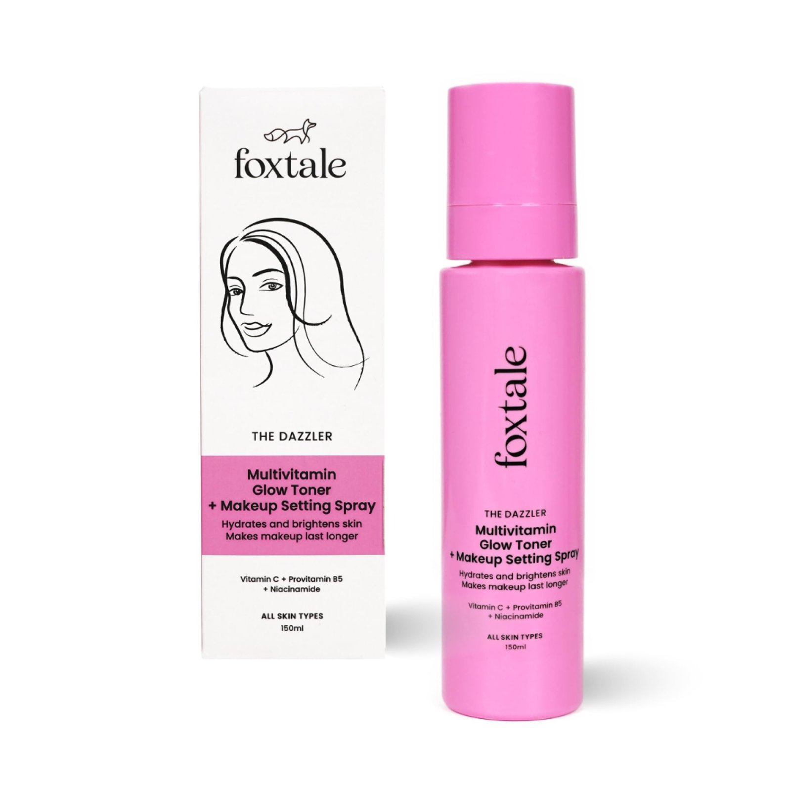 61XcZ8WSzHL-1.jpg Foxtale Multivitamin Glow Toner & Makeup Setting Spray with Vitamin C & Niacinamide, Hydrating Toner for Glowing Skin, Alcohol-Free, For All Skin Types, 150 ml - Fast Shipping to USA & Canada - Image 1