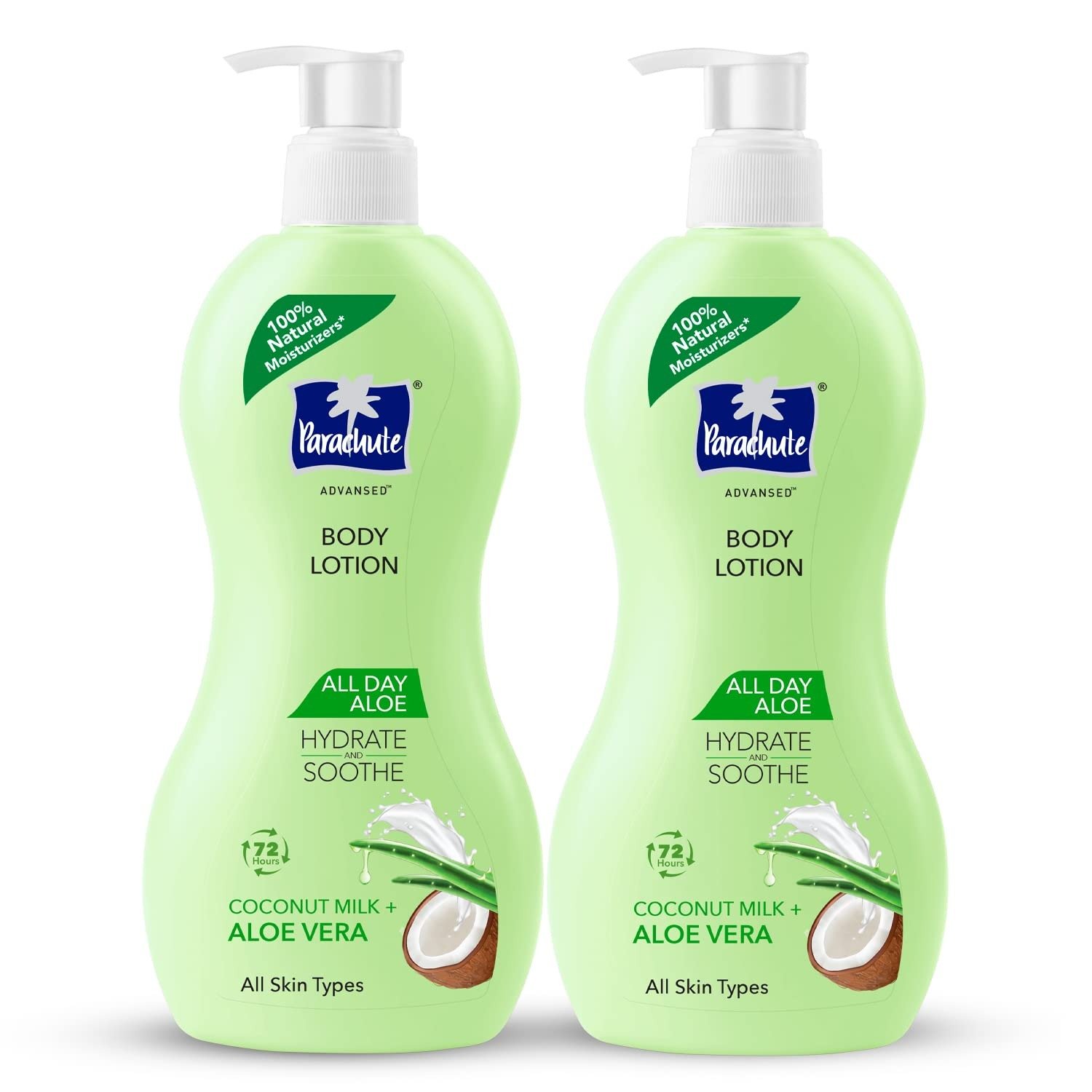 61XnHUTuU7L-1.jpg Parachute Advansed All Day Aloe Body Lotion with Coconut Milk & Aloe Vera, 100% Natural Moisturisers, (Pack of 2) - Fast Shipping to USA & Canada - Image 1