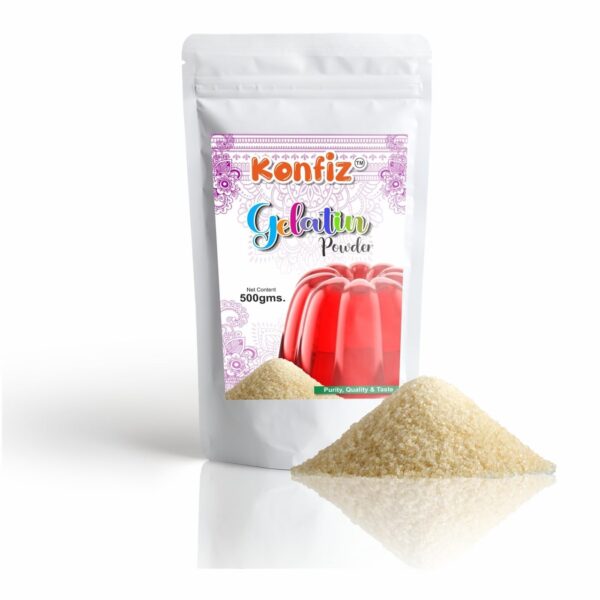 KONFIZ Gelatin Powder 500 gram, Gelatin Powder for jelly Making Food Grade and Face Mask, Gelatin for Cooking/Baking for Candies, Marshmallows, Cakes, Ice Cream, Desserts, Aspic, Corn, and Confections - Fast Shipping to USA & Canada