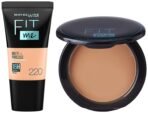 Maybelline New York Liquid Full Coverage Foundation Natural Beige & Compact Powder 220 Natural Beige Matte Finish For All Skin Type, 8Gm, Pack Of 1 - Fast Shipping to USA & Canada
