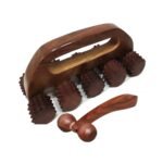 FA INDUSTRIESWooden 10 Roller Massager Acupressure Back Massager Back Pain Relief Massager Multi Purpose Body Massager & Wooden Face Massager (Brown) Pack of 2 - Fast Shipping to USA