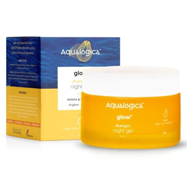 Aqualogica Glow+ Mousse Vitamin C Night Gel with Papaya for Pigmentation & Dark Spots for Men & Women - for Oily, Dry & Glowing Skin -50g - Fast Shipping to USA & Canada