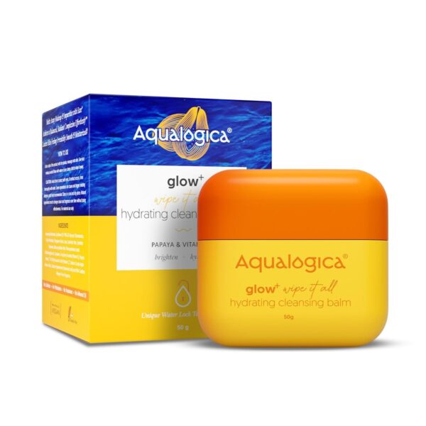 Aqualogica Glow+ Wipe it All Hydrating Cleansing Balm - 50 g| Gentle Makeup Remover I Ideal for Double Cleansing I Intensely Hydrates - Fast Shipping to USA & Canada