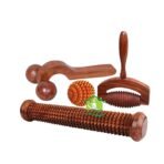 FA INDUSTRIES Wooden Acupressure Foot Roller Massager (12x2 cm), Acupressure Wooden Ball massager (2 x 2 cm), T-massager (7x6 cm), Wooden Body massager (10x3 cm) set of 4 - Fast Shipping to USA