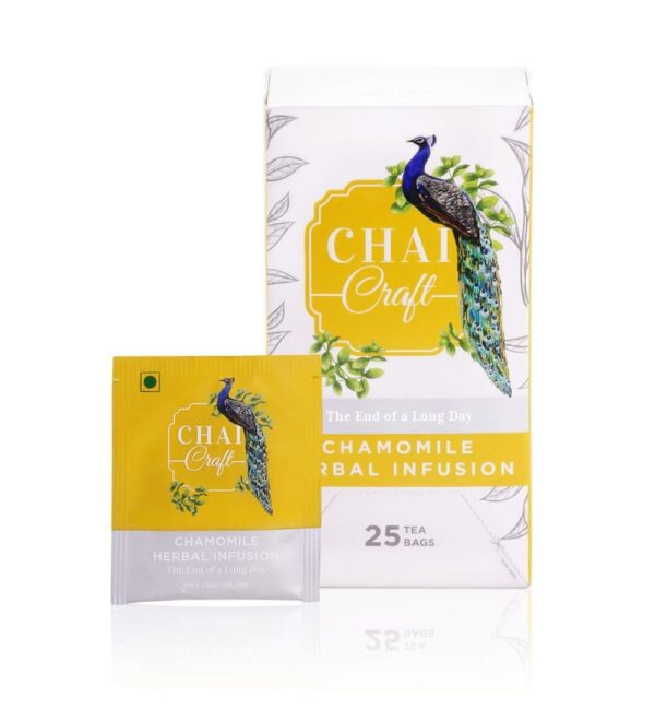 Chai Craft Chamomile Herbal Infusion teabags (25 teabags) I Subtle and flowery Herbal Infusion tea I Helps in good sleep & stress management