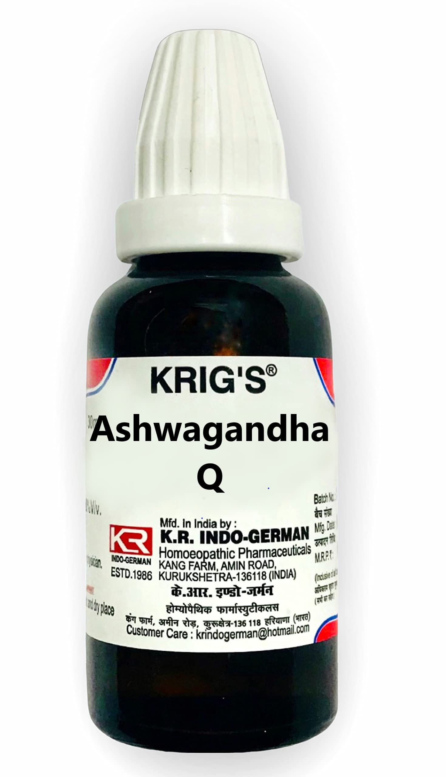 Version 1.0.0 KRIG'S Ashwagandha Q - 30mL Set Of 3 | Homeopathic Mother Tincture - Fast Shipping to USA - Image 1