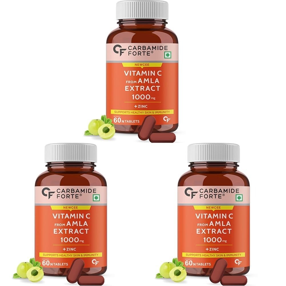 61bn01KzV6L-1.jpg Carbamide Forte Natural Vitamin C Amla Extract 1000mg with Zinc for Immunity Boost & Skincare - 60 Veg Tablets (Pack of 3) - Fast Shipping to USA - Image 1