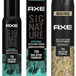 Axe Gold Temptation Long Lasting Deodorant Bodyspray For Men, 215ml&Axe Signature Mysterious No Gas Deodorant Bodyspray For Men 154 ml - Fast Shipping to USA & Canada