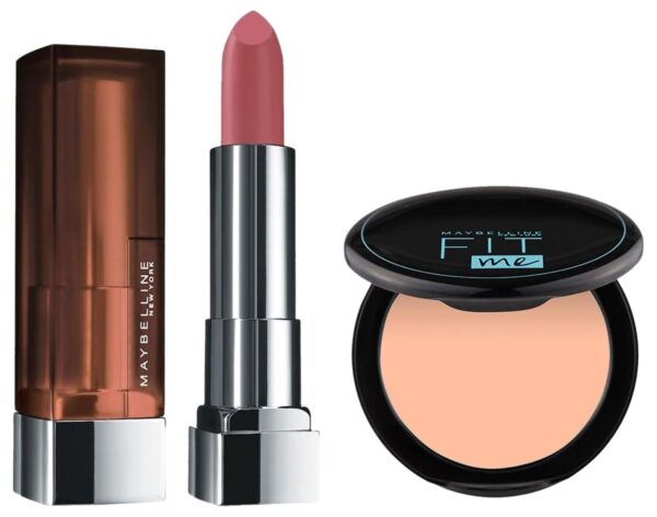 Maybelline New York Matte Lipstick for All Skin Type,Buildable, Intense Colour, 507 Almond Pink, 3.9G & New York Compact Powder, With Spf To Protect Skin From Sun, Absorbs Oil, Fit Me, 115 Ivory, 6G - Fast Shipping to USA & Canada