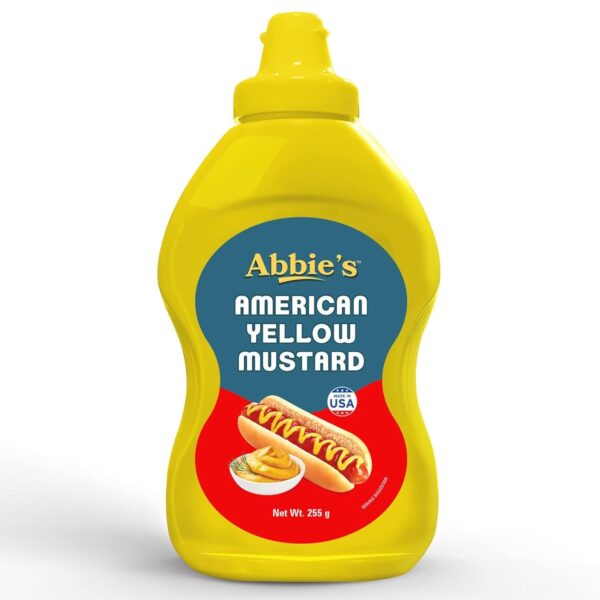 Abbie's American Yellow Mustard, 255 g Squeeze Table Top Bottle - Fast Shipping to USA & Canada