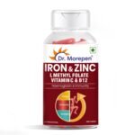 DR. MOREPEN Iron & Zinc Tablets | Enriched with Iron, Zinc, Vitamin C & B12 | Natural & Safe for Men and Women | 60 Veg Tablets - Fast Shipping to USA