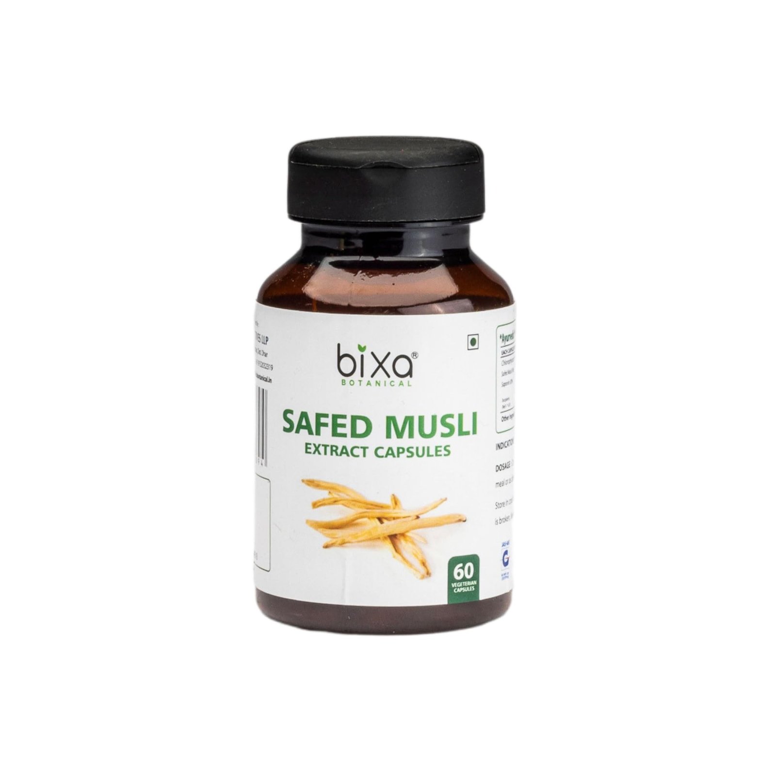 61ea0S1DiUL-1.jpg Bixa Botanical Safed Musli Extract (Chlorophytum Borivilianum) 30% Saponin 60 Veg Capsules (450mg) | Supports Strength & Energy | Improve Strength & Performance Level - Image 1