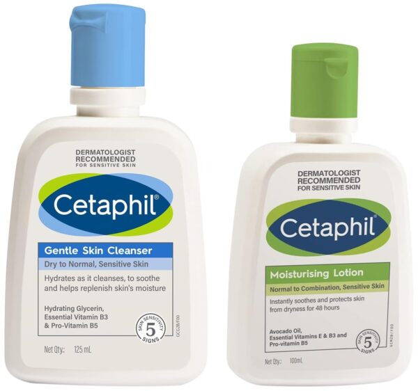 Cetaphil Gentle Skin Cleanser, 125 Ml & Moisturising Lotion 100 Ml - Fast Shipping to USA & Canada