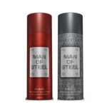 DENVER Man Of Steel Drill & Pump Deodorant Body Spray - 200ML Each (Pack of 2) - Fast Shipping to USA & Canada
