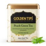 Golden Tips Peach Green Tea Loose Leaves Tin can (100 Gram, 50 cups) - Fast Shipping to USA & Canada