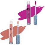 KINDED Liquid Lip Colour Vitamin E Enriched No Transfer Waterproof Long Stay Lipsticks Lip Gloss Set for Girls Women (Pack of 2, 6 ml each, Matte Finish, Shades More Magenta & Perfect Nude) - Fast Shipping to USA & Canada