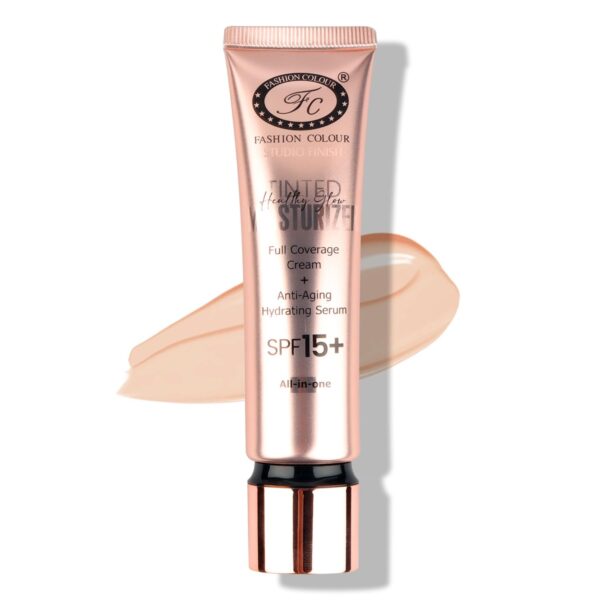 FASHION COLOUR Healthy Glow Tinted Moisturizer | Natural Glow | SPF 15 | Anti-Ageing Properties | Hydrating Serum | Lightweight Formula | Blends Easily | Suitable For All Skin Types | Beige | 30ml - Fast Shipping to USA & Canada