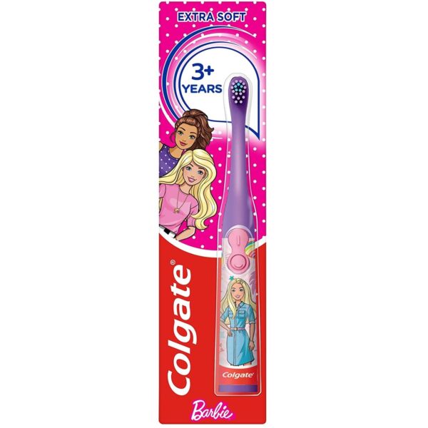 Colgate Barbie Toothbrush For Kids, Battery Powered Electric Toothbrush, Age 3+, Kids Toothbrush With Extra Soft Bristles And Slim Handle, Includes Replaceable Batteries, Pack of 1 - Fast Shipping to USA & Canada