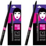 LAKME Elle 18 Eye Drama Kajal, Super Black, Smudgeproof & Waterproof, 0.35 G, Matte Finish Pencil (Pack Of 2) - Fast Shipping to USA & Canada