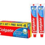 Colgate Strong Teeth Anticavity Toothpaste with Amino Shakti - 500gm (200gm - Pack of 2 with 100gm Free) - Fast Shipping to USA & Canada