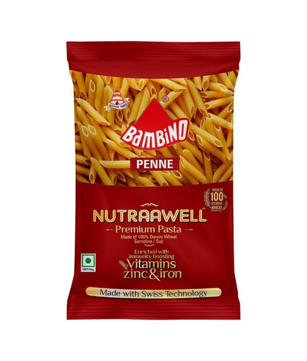 Bambino Pasta, Penne, 500Gm Pouch, Vegetarian - Fast Shipping to USA & Canada