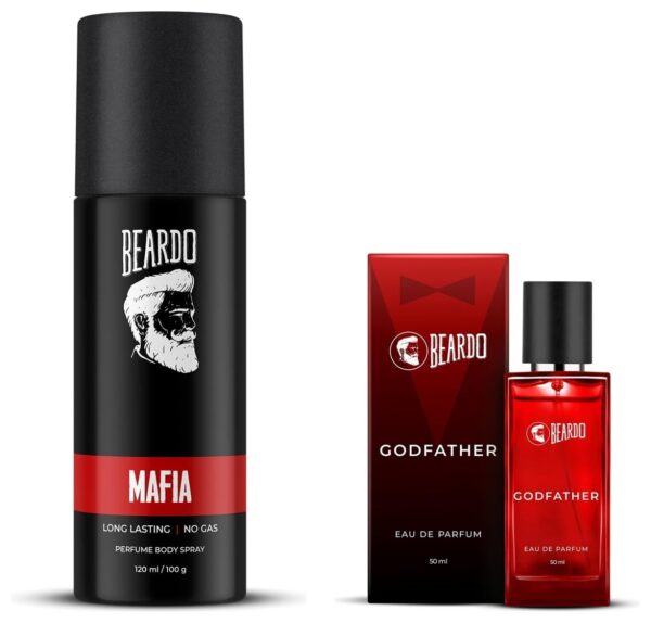 BEARDO Unisex Fragrance Combo | Mafia Perfume Lavender Scent Body Spray 120Ml & Godfather Perfume 50Ml (Set Of 2) - Fast Shipping to USA & Canada