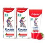 Colgate Kids Anticavity Toothpaste 6-9 Years, 160g (80g x 2), Natural Strawberry Mint Flavour, 0% Artificial - Fast Shipping to USA & Canada