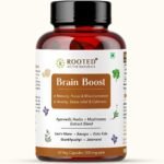 Rooted Actives Brain Boost supplement for Focus, Memory, Brain wellness | 60 Veg Caps of 500 mg each. Lions Mane mushroom with brain boosting herbs - Fast Shipping to USA