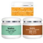 Beaface Skin Whitening Care Kasturi Turmeric Powder Mint Powder Manjistha Powder (100gm Pack of 3)