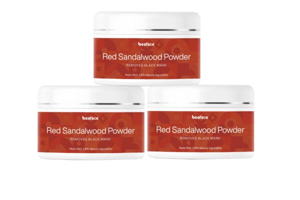 Beaface Combo Pack Red Sandalwood Powder Tan Remover, Blemishes and Pigmentation - 100gm (Rakta Chandana) Pack of 3