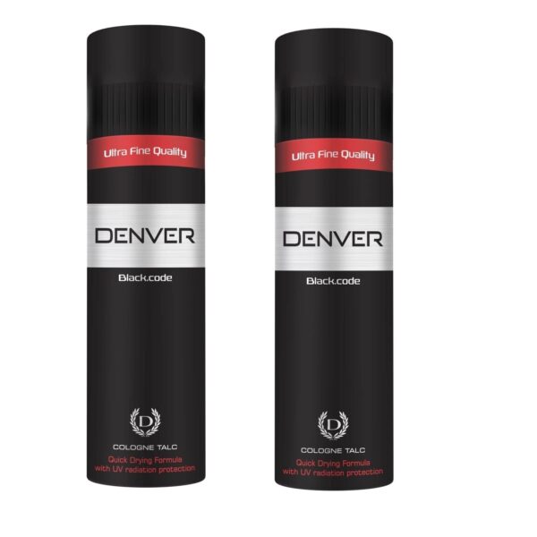 DENVER Black Code Talcum Powder 300GM Each - (Pack of 2) | Scented Talc for Men - Fast Shipping to USA & Canada